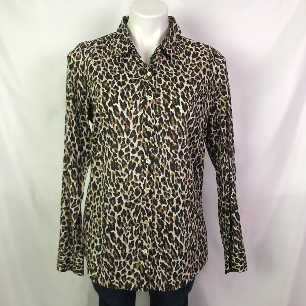 J. CREW 'THE PERFECT SHIRT' LEOPARD PRINT